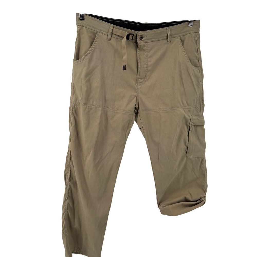 Prana Zion Hiking Pants Mens XXL 38x30 Khaki Tan Roll Up Cargo Utility